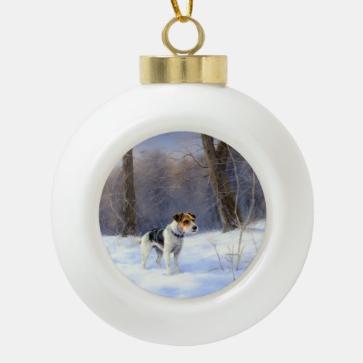 Boule En Céramique Russell Terrier Laisser neiger Noël (Devant)