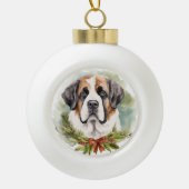 Boule En Céramique Saint Bernard Christmas Wreath Festive Pup (Devant)