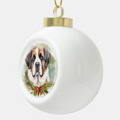 Boule En Céramique Saint Bernard Christmas Wreath Festive Pup (Droite)