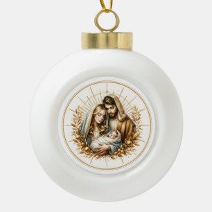 Boule En Céramique Sainte Famille Noël Emmanuel Dieu Avec Nous