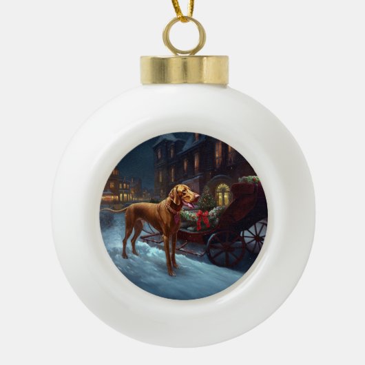 Boule En Céramique Saison de Noël de Vizsla (Devant)