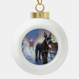 Boule En Céramique Saison de Noël des Schnauzer miniatures