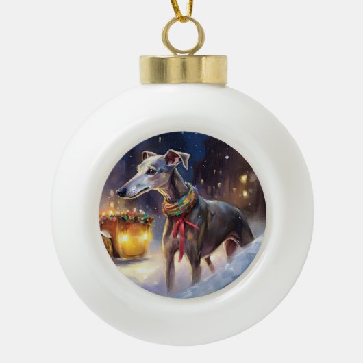 Boule En Céramique Saison de Noël Greyhound (Devant)