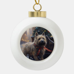 Boule En Céramique Saison Festive de Noël à Cairn Terrier