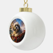 Boule En Céramique Saison Festive de Noël de Lhasa Apso (Droite)