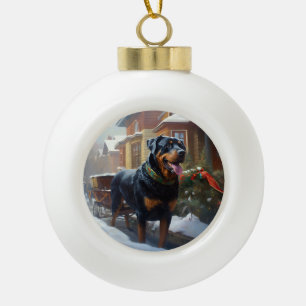 Boule En Céramique Saison festive de Noël de Rottweiler