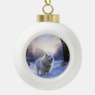 Boule En Céramique Samoyed Let It Snow Christmas