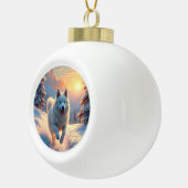Boule En Céramique Samoyed Snowy Mountain Adventure Christmas (Droite)
