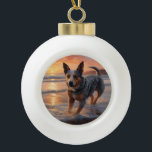 Boule En Céramique Sandy Paws Australian Cattle Dog on Beach Sunset<br><div class="desc">Plongez dans la beauté tranquille de notre chien "Sandy Paws and Sunset Hues" sur le coucher du soleil de plage. Cette scène captivante saisit l'essence d'une soirée parfaite au bord de l'eau, avec un fidèle compagnon canin qui profite du sable doré et des teintes époustouflantes du soleil couchant. Que vous...</div>