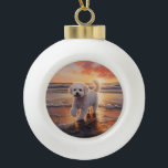Boule En Céramique Sandy Paws Bichon Frise Dog sur Beach Sunset<br><div class="desc">Plongez dans la beauté tranquille de notre chien "Sandy Paws and Sunset Hues" sur le coucher du soleil de plage. Cette scène captivante saisit l'essence d'une soirée parfaite au bord de l'eau, avec un fidèle compagnon canin qui profite du sable doré et des teintes époustouflantes du soleil couchant. Que vous...</div>