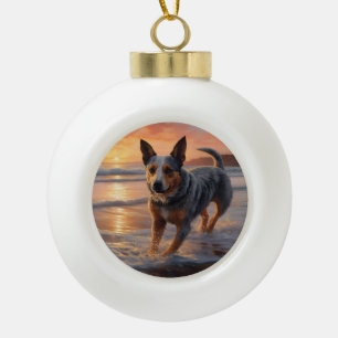 Boule En Céramique Sandy Paws chien de bétail australien sur la plage