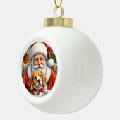 Boule En Céramique Santa Claus Holding Beagle Christmas Art (Droite)