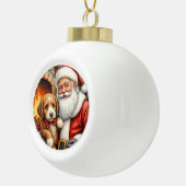 Boule En Céramique Santa Claus Holding Bernedoodle Christmas Art (Droite)