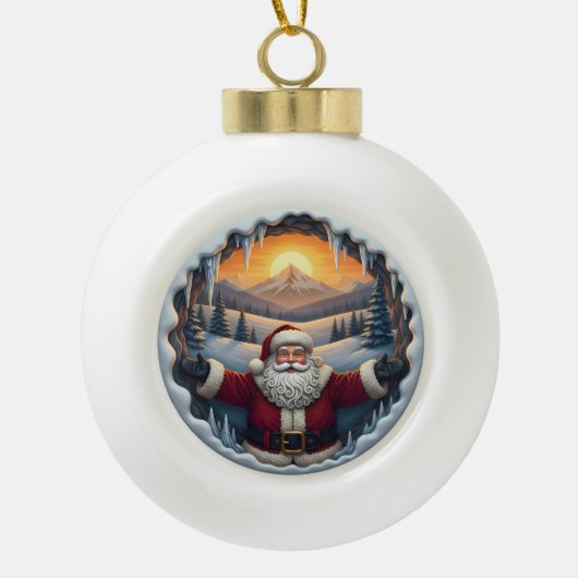 Boule En Céramique Santa Claus Xmas Ornament 2025 – Winter Scene 1 (Devant)