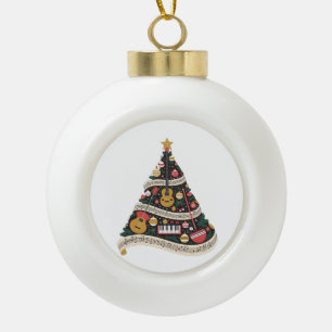 Boule En Céramique Sapin de Noël fait d'instruments de musique