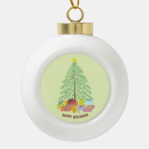 Boule En Céramique Sapin de Noël Vert Clair