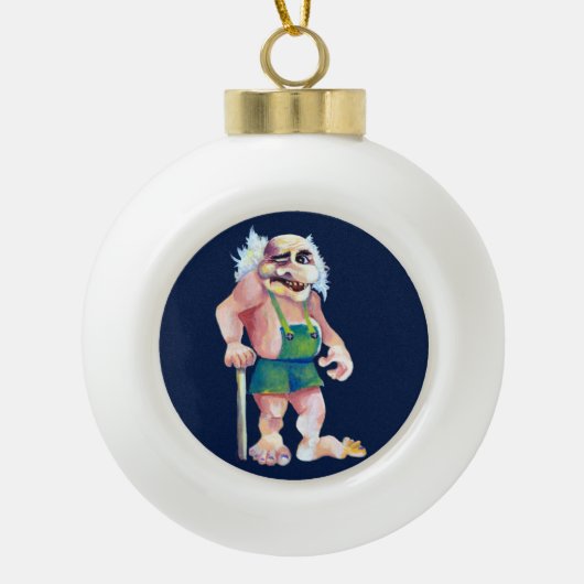 Boule En Céramique Scandinave drôle à l'oeil Ogre Troll (Devant)