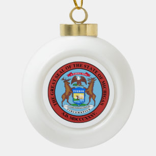 Boule En Céramique Sceau de l'État du Michigan -