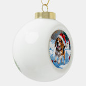 Boule En Céramique Scène de fête de Noël beagle (Gauche)