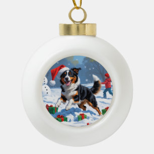 Boule En Céramique Scène de Noël australienne Kelpie