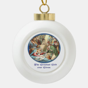 Boule En Céramique Scène NAtivity Snowflake Ornament encadré