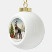 Boule En Céramique Schnauzer Chien à Noël de neige (Droite)