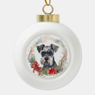 Boule En Céramique Schnauzer Christmas Wreath Festive Pup