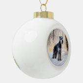 Boule En Céramique Schnauzer Laisser neiger Noël (Gauche)
