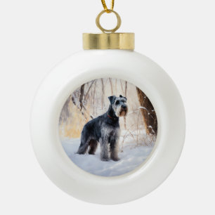 Boule En Céramique Schnauzer Laisser neiger Noël