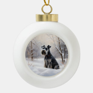 Boule En Céramique Schnauzer Miniature Laisser neiger Noël