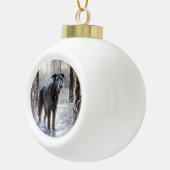 Boule En Céramique Scottish Deerhound Laissez-le neiger Noël (Droite)