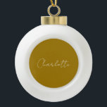 Boule En Céramique Script de calligraphie couleur or Nom personnalisé<br><div class="desc">Si vous recherchez un design simple,  lisible et minimaliste,  c'est pour vous.</div>