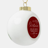 Boule En Céramique Script de Joyeux Noël Rouge Minimal (Gauche)