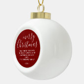 Boule En Céramique Script de Joyeux Noël Rouge Minimal (Droite)