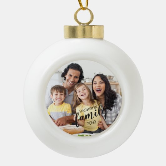 Boule En Céramique Script FAMILLE Personnalisé Un seul garde-photo (Devant)