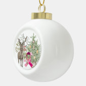 Boule En Céramique Sensibilisation au cancer du sein, style de Noël (Droite)