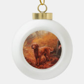 Boule En Céramique Setter rouge irlandais à l'automne Feuilles automn (Devant)