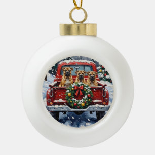 Boule En Céramique Shar Pei Noël Camion Rouge Fêtes