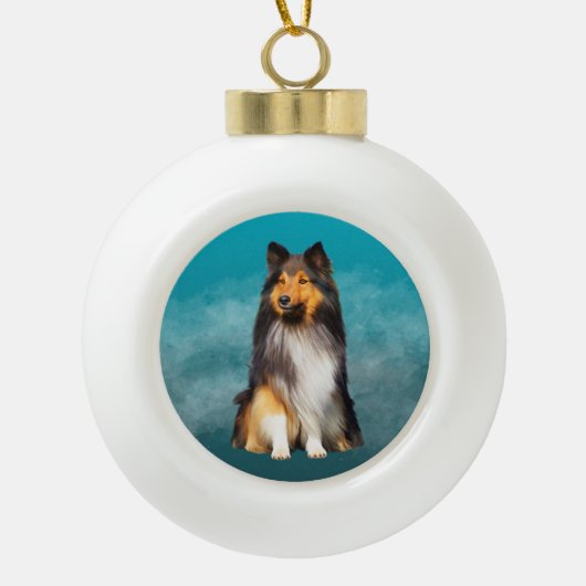 Boule En Céramique Sheltie Shetland Sheepdog Art Portrait (Devant)