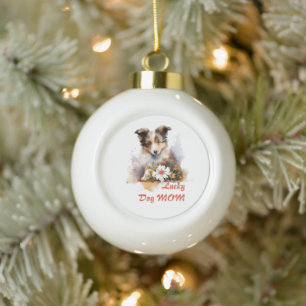 Boule En Céramique Shetland Sheepdog Chiot Pet Aquarelle