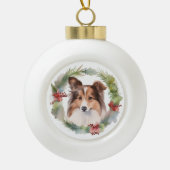 Boule En Céramique Shetland Sheepdog Christmas Wreath Festive Pup (Devant)