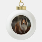 Boule En Céramique Shetland Sheepdog Halloween effrayant (Devant)