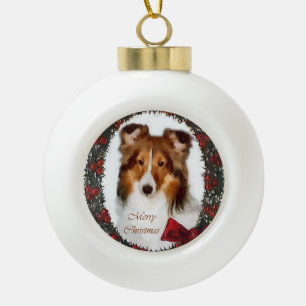 Boule En Céramique Shetland Sheepdog Shelter Noël