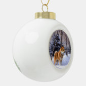 Boule En Céramique Shiba Inu Laissez Neige Noël (Gauche)