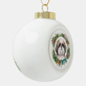 Boule En Céramique Shih Tzu Christmas Wreath Festive Pup (Gauche)