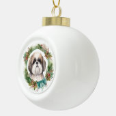 Boule En Céramique Shih Tzu Christmas Wreath Festive Pup (Droite)