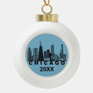 Boule En Céramique Silhouette de l'horizon de Chicago