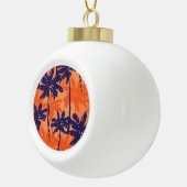 Boule En Céramique Silhouette de palmier bleu, arrière - plan orange (Droite)