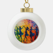 Boule En Céramique Silhouettes colorées dansant (Devant)