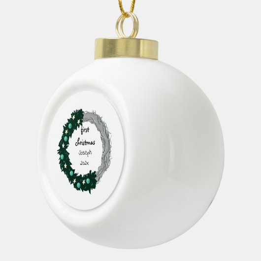 Boule En Céramique simple élégant bébé premier noël (Droite)